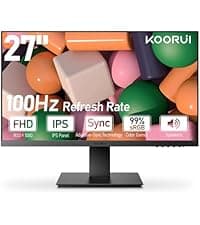 KOORUI 27 Inch 4K Monitor Computer UHD(3840 * 2160) IPS Display, 99% sRGB, 95% DCI-P3, 1.07 Billion Colors, Freesync & G-sync, Displayport & 2X HDMI, VESA 100 * 100mm, Tilt -5 to 20°, Audio Out (N07)