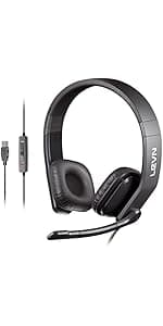 LEVN Bluetooth Headset, Wireless Headset with Microphone & Mute Button, 60Hrs Talk Time, On-Ear AI Noise Cancelling Headphones with Bluetooth 5.2 Multipoint for Trucker/Remote Work/Online Class/Zoom