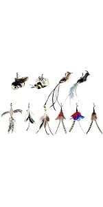 Cat Feather Toy Replacement Wand Refills, 10 Pcs Simulation Insects Bird Feathers