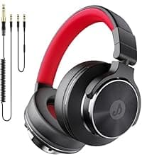 Wired Over Ear Headphones, Studio Monitor & Mixing DJ Headphones with 50mm Neodymium Drivers and 1/4 to 3.5mm Jack for Guitar AMP Podcast Piano Keyboard (Black)