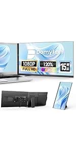 14" Laptop Screen Extender, FHD 1080P IPS Triple Portable Monitor for Laptop, HDMI/USB-A/Type-C Plug and Play for Windows, Mac, Android, Chrome, Switch & PS5, Work with 13.3”-17” Laptops