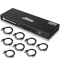TESmart 16X1 HDMI KVM Switch USB 3.0, 4K@60Hz Rackmount KVM 16 Port Enterprise-Grade EDID Emulator | Hotkey Switch | RS232 | LAN Port | IR Remote | IP Control | Auto Scan | with 8 Pcs 5ft KVM Cable