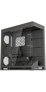 HAVN HS 420 VGPU Dual-Chamber Mid Tower ATX PC Case White | PCIe 5.0 Vertical GPU Kit, 11x 140mm Fan Slots & 2X 420mm Radiator Support, SimpliCable Cable Management, Tempered Glass, PWM Fan Hub