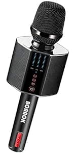 BONAOK Wireless Bluetooth Karaoke Microphone,3-in-1 Portable Handheld Karaoke Mic Speaker Machine Home Party Birthday for All Smartphones PC(Q37 Rose Gold)