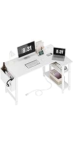 Lufeiya 40 inch Computer Desk with 4 Fabric Drawers, Kids Student Reversible Small Desks for Home Office Small Space, Work PC Desk Table for Bedroom, Rustic Brown