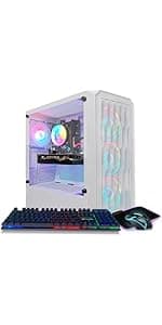 STGAubron Gaming Desktop PC, Intel Core I7 8th Gen up to 4.1G, GeForce GTX 1660 Super 6G, 16G DDR4, 512G SSD, WiFi 6 & BT 5.2, RGB Fan x4, Windows 11 Home