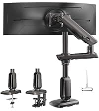 HUANUO Single Monitor Mount, 13 to 32 Inch Gas Monitor Arm, Adjustable Stand, Vesa Mount with Clamp and Grommet Base - Fits 4.4 to 19.8lbs LCD Computer Monitors
