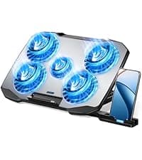 Laptop Cooling Pad Laptop Cooler Stand, Laptop Fan Cooling Pad for 12-15.6 Inch Laptop Notebooks, 5 Quiet Fans, 5 Angle Adjustable Laptop Cooling Stand (Black)