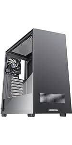 PC Case Pre-Install 4 RGB Fans, ATX Gaming Computer Case with Diamond-Shaped Mesh Front & Tempered Glass Side Panel, USB 3.0 Airflow Mid Tower case,621