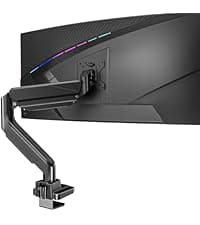 WALI Single Monitor Mount, Gas Spring Monitor Arm for 17-34 inch Screens, Adjustable Computer Monitors Stand up to 26.4lbs, with Clamp and Grommet Base, Mounting Holes 75 and 100mm (GSMP001N), Black