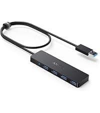 Anker 4-Port USB 3.0 Hub, Ultra-Slim Data USB Hub with 2 ft Extended Cable (Charging Not Supported), for MacBook, Mac Pro, Mac Mini, iMac, Surface Pro, XPS, PC, Flash Drive, Mobile HDD