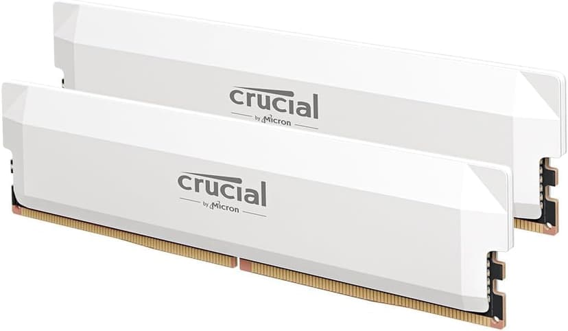 Crucial Pro DDR5 RAM 32GB Kit (2x16GB) 6400MHz CL38, Overclocking Desktop Gaming Memory, Intel XMP 3.0 & AMD Expo Compatible – White CP2K16G64C38U5W