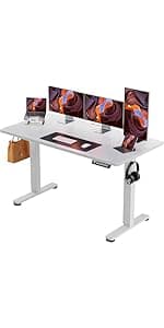 Height Adjustable Electric Standing Desk, Sit Stand up Desk, Memory Computer Home Office Desk with Two-Piece Desktop (Black, 48 * 24 Inch)