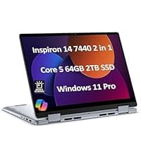 Dell Inspiron 14 7440 2-in-1 Laptop (14" FHD+ Touchscreen, Intel Core 5 120U (> i7-1355U), 64GB DDR5, 2TB SSD), for Creator, Designer, 10-Hr Long Battery Life, Backlit, Win 11 Pro w/ AI Copilot