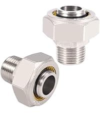 2PCS 3/4’’ Elbow Air Piping Fittings, Air Line Fittings For Shop Garage Compressed Air line System Kit Brass-Nickel Plated, 200PSI