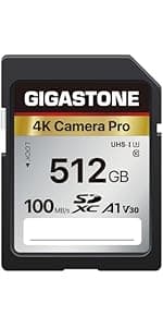 [5-Yrs Free Data Recovery] GIGASTONE 256GB Memory Card 4K Pro Series Speed Up to 100MB/s Compatible with Canon Nikon Sony Camcorder, A1 V30 UHS-I