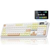 AULA F108 PRO - Wireless Mechanical Keyboard with Screen & Knob,Full Size Keyboard with 8000mAh Battery,Pre-lubed Switches,Side Printed PBT Keycaps,RGB Backlit Hot Swappable Custom Gaming Keyboards