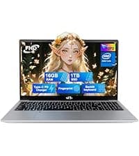NIMO 15.6 IPS-FHD-Laptop, 16GB RAM 1TB SSD Intel Pentium Quad Core N100, Backlit Keyboard Fingerprint (Beat to i3-1115G4 Up to 3.4GHz) Computer for Student-Home WiFi 6 BT5.2 Win 11