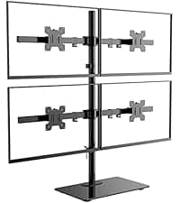 WALI Triple Monitor Stand, Free Standing Three LCD Monitor Fully Adjustable Desk Mount Fits 3 Screens up to 27 inch, 22 lbs Weight Capacity per Arm (MF003), Black