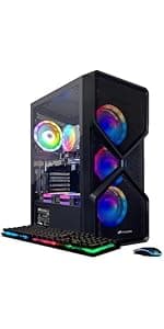 STGAubron Gaming PC Desktop Computer, Intel Core I7 up to 3.9 GHz, Radeon RX 580 8G, 16G RAM, 512G SSD, WiFi, Bluetooth 5.0, RGB Fan x6, RGB BT Sound Bar, Windows 10 Home