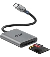 acer SD Card Reader USB C, Dual Slots USB 3.0 Type C to Micro SD Card Adapter, Memory Card Reader for MicroSD, SDHC, SDXC, Compatible with Laptop, PC, iPhone16/15, MacBook Pro/Air, iPad Pro, Android