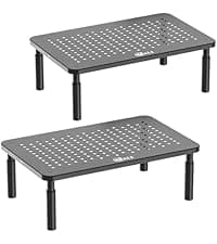 WALI Computer Monitor Stand for Desk, Adjustable Laptop Riser, Desk Monitor Stand Underneath Storage for Office, Home, School Supplies (STT003), 1 Pack, Black