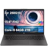 HP 255 G10 Business Laptop (15.6" FHD IPS Anti-glare, AMD Ryzen 5 7530U (> Intel i7-1165G7) 16GB RAM, 512GB SSD) for Home, Student, Webcam, Numeric Keypad, HDMI, Wi-Fi, Bluetooth, Win 11 Pro w/Copilot