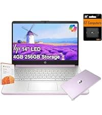 HP 14" Ultra Light Laptop for Student & Home (Intel Quad-Core N4120, 4GB RAM, 128GB(64GB + 64GB SD), 1-Year Office 365) 11-Hr Long Battery Life, Webcam, WiFi, Win 11 Home in S Mode - Snow White
