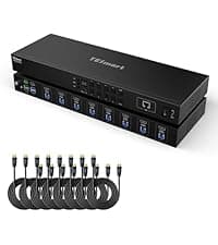 TESmart 16X1 HDMI KVM Switch USB 3.0, 4K@60Hz Rackmount KVM 16 Port Enterprise-Grade EDID Emulator | Hotkey Switch | RS232 | LAN Port | IR Remote | IP Control | Auto Scan | with 8 Pcs 5ft KVM Cable