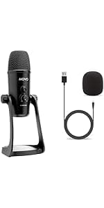 Movo M1 USB Lavalier Lapel Clip-on Omnidirectional Computer Microphone for Laptop, PC and Mac, Perfect Podcasting, Gaming, Streaming and Desktop Mic (20-Foot Cord)