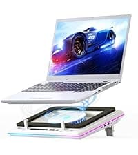 llano RGB Laptop Cooling Pad, Gaming Laptop Cooler with Powerful Turbofan, Fast Cooling Laptop 15.6-21in, Adjustable Speed, Touch Control, LCD Screen