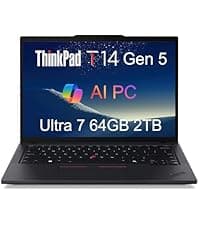 Lenovo ThinkPad T14 Gen 5 Business Laptop (14" FHD+, Intel Ultra 7 155U (>i7-13700H), 32GB DDR5 RAM, 1TB SSD), Fingerprint, Backlit, 5MP Webcam, Ethernet, Wi-Fi 6E, Win 11 Pro, 2025 AI PC, Black