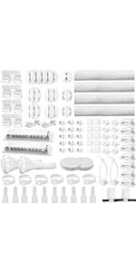 [313Pcs] Cable Management Kit, 67 Adhesive Cable Clips, Topavatop Desk Cord Organizer, 22 Reusable Cable Strap, 4 Cable Sleeve Split, 200 Nylon Cable Zip Ties with 20 Mounts for TV Office Home, White