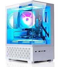 LXZ Desktop PC Computer Ryzen 5-5600GT 8 core 3.6GHz, 16G DDR4 RAM, 512G NVME SSD, Tower Computer with 400W Power Supply for Working, Home and Office (White)