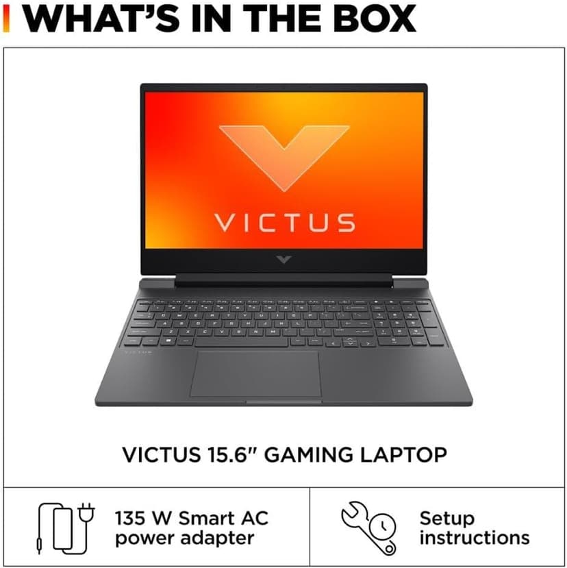 HP Victus 15.6" 144Hz FHD Gaming Laptop,AMD Ryzen 5 7535HS,16GB DDR5 RAM,512GB SSD,AMD Radeon RX 6550M,Beats RTX 2050,Backlit Keyboard,Windows11 Pro, Mica Silver