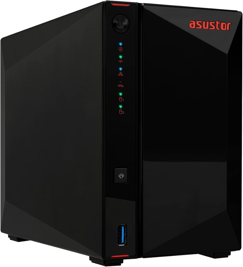 Asustor AS5402T, 2 Bay NAS, Intel Quad-Core 2.0GHz CPU, 4x M.2 NVMe SSD Slots, 2x2.5GbE Ports, 4GB DDR4 RAM, For Gaming and Live Stream, Network Attached Storage(Diskless)