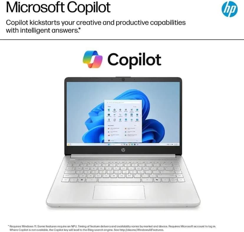 HP 14" Student-Laptop office365 Copilot AI, 4-Cores Intel N150(Up to 3.6GHz) 16GB RAM 256GB Storage(128GB UFS + 128GB Ghost Manta SD Card) Computer-Laptop with Wi-Fi 6 Win11 Natural Silver