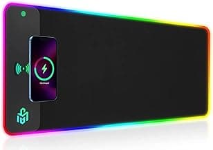 GIM Wireless Charging RGB Gaming Mouse Pad 15W, LED Mouse Mat 800x300x4MM, 10 Light Modes Extra Large Mousepad Non-Slip Rubber Base Computer Keyboard Mat for Gaming, MacBook, PC, Laptop, Desk