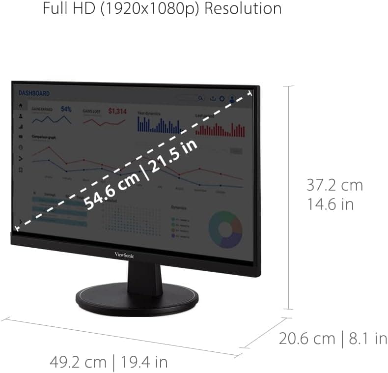 ViewSonic VS2247-MH 22 Inch 1080p Monitor with 100Hz, FreeSync, Thin Bezels, Eye Care, HDMI, VGA Inputs for Home and Office