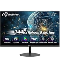 24inch Computer Monitor, 120Hz, FHD 1080p Office and Gaming Monitor, 1ms Response Time, 3-Sided Frameless, Ultra Slim, VESA Mountable, Anti-Blue Light Design, HDMI, VGA