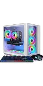 STGAubron Desktop PC, Intel Core i7 up to 3.9G, GeForce RTX 3060 12G GDDR6, 32G, 1TB SSD, WiFi, BT 5.0, RGB Fanx6, RGB Keybaord, RGB Mouse, Mouse Pad, RGB Bluetooth Sound Bar, RGB BT Gaming Mic W1