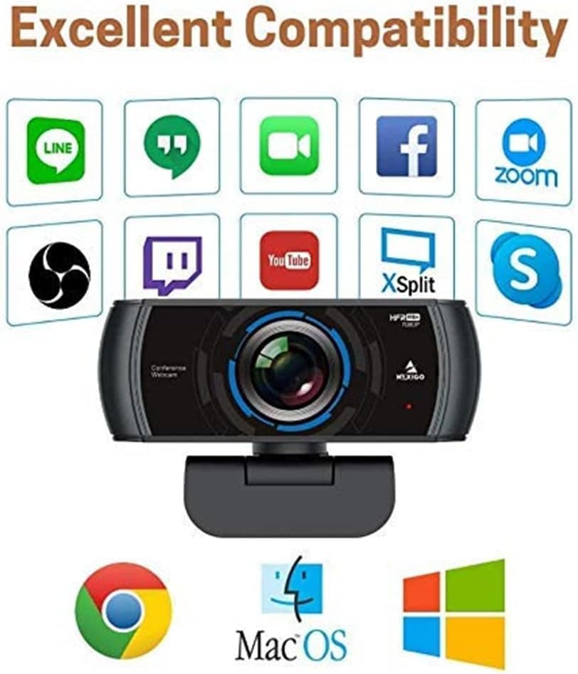 NexiGo N980P 1080P 60FPS Webcam with Microphone and Software Control, USB Computer Camera, Built-in Dual Noise Reduction Mics, 120° Wide-Angle for Zoom/Skype/FaceTime/Teams, PC Mac Laptop Desktop