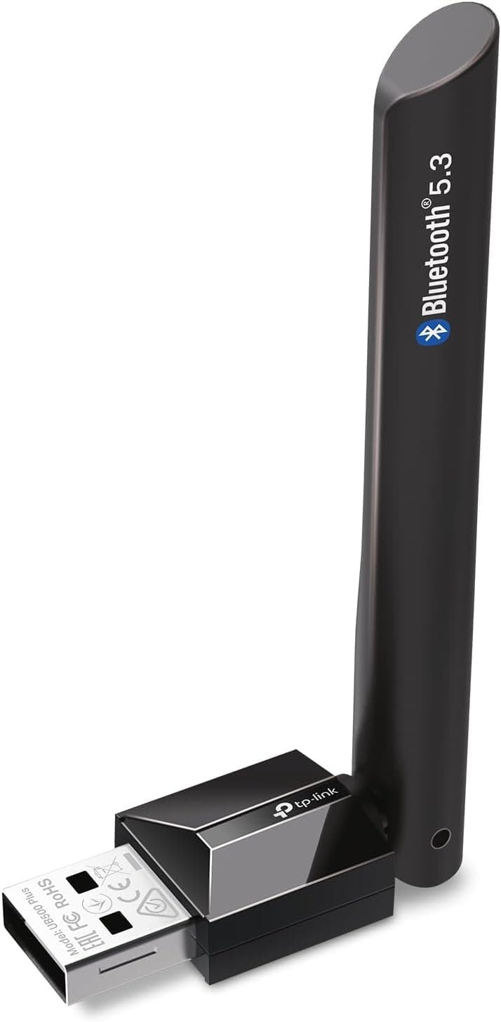 TP-Link USB Bluetooth Adapter for PC, Bluetooth 5.3 Long Range Receiver, Plug and Play, Adjustable Antenna, Supports Windows 11/10/8.1/7 for Desktop, Laptop, PS5/PS4/Xbox Controller (UB500 Plus)
