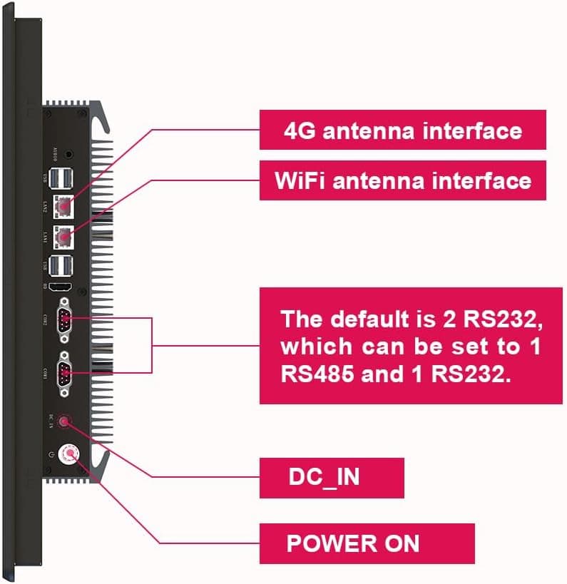 YanKe 19.0" Industrial Computer Touch Screen 10 Point Touch Industrial Computer, Resolution 1024 * 768 250nit, RJ45*2 USB*4 com*2 HD*1 WiFi+BT(J6412/8+256)