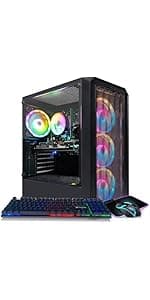 STGAubron Gaming PC Desktop, GeForce RTX 2060 6G GDDR6, Intel Core i7 up to 3.9 GHz, 16G RAM, 512G SSD, WiFi, BT 5.0, RGB Fan x6, RGB BT Sound Bar, Windows 10 Home