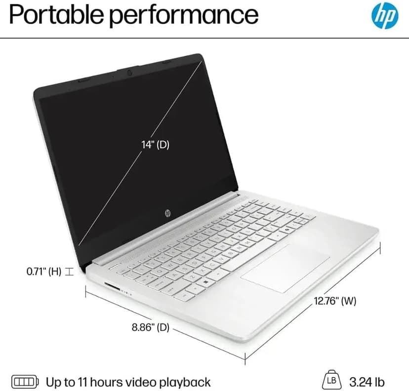 HP 14" Student-Laptop office365 Copilot AI, 4-Cores Intel N150(Up to 3.6GHz) 16GB RAM 256GB Storage(128GB UFS + 128GB Ghost Manta SD Card) Computer-Laptop with Wi-Fi 6 Win11 Natural Silver