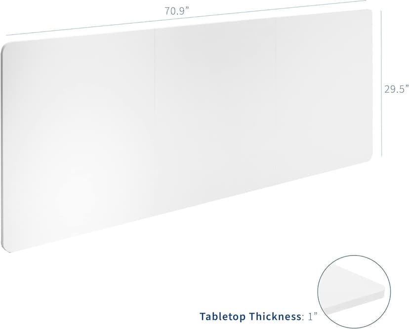 VIVO Universal 71 x 30 inch Table Top for Standard and Sit to Stand Height Adjustable Home and Office Desk Frames, White Desktop, DESK-TOP72-30W