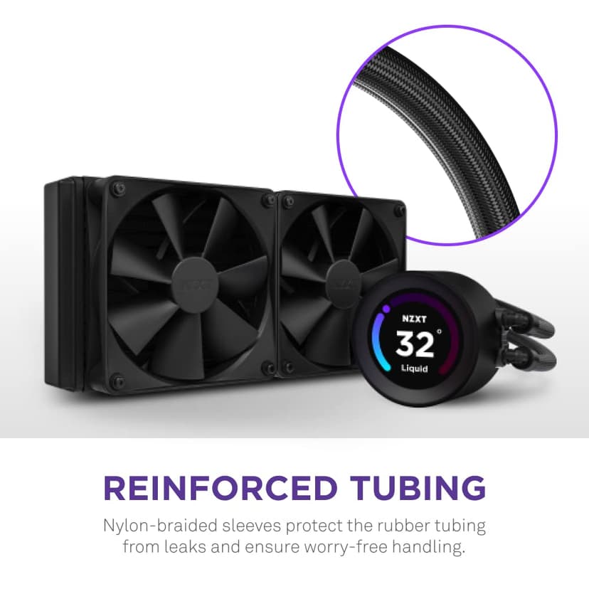 NZXT Kraken Elite 240 - RL-KN24E-B1 - 240mm AIO CPU Liquid Cooler - Customizable 2.36" LCD Display for Images, Performance Metrics and More - High-Performance Pump - 2 x F120P Fans - Black