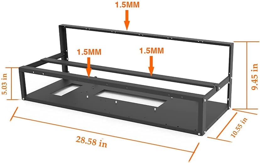 12 GPU Mining Rig Frame, Steel Open Air Miner Rig Case Support for Dual ATX, Bitcoin Miner Mining Rack for ETH Crypto Coin Currency Mining, Support to Dual Power Supply, Frame ONLY