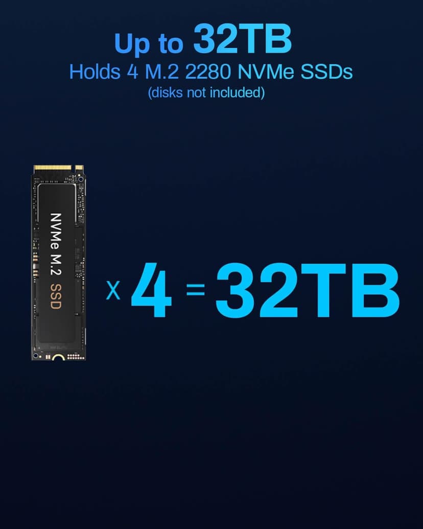 TERRAMASTER F4 SSD NAS Storage - 4Bay All SSD NAS Server N95 QuadCore CPU, 8GB DDR5 RAM, 5GbE Port, Palm-Sized High-Performance Network Attached Storage (Diskless)